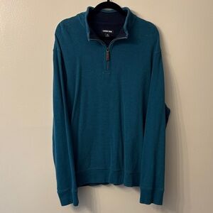 Lands' End Men's Zip-Up Teal Sweater
